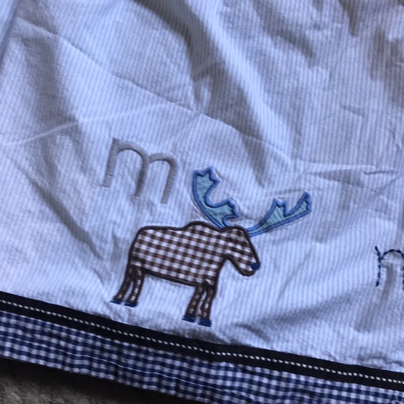 POTTERY BARN KIDS *Crib* Blue Gingham A to Z Animal Alphabet Bed Skirt PBK - Picture 4 of 6